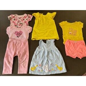Baby Girl clothes BUNDLE 7pcs bodysuit outfits dress pants cotton soft size 12M